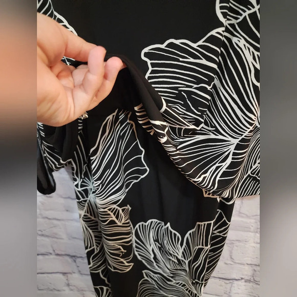 MiXT by Heidi Weisel Black White Floral Blouson Dress 18W Plus Size - Picture 4 of 11